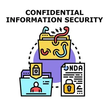 Confidential information security protecting data and digital privacy Stock Illustration