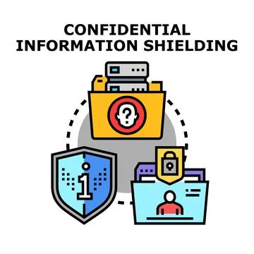 Confidential information shielding data protection concept Stock Illustration