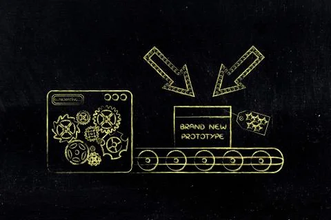 Confidential prototype on production line, concept of trade secrets 스톡 일러스트