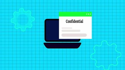 Confidential text isolated digital technology notification message page on .. Stock Illustration