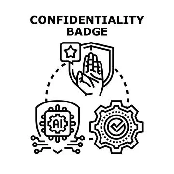 Confidentiality badge concepts data protection Stock Illustration