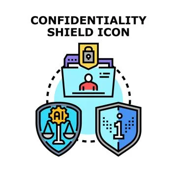 Confidentiality shield protecting personal data and information privacy Stock Illustration