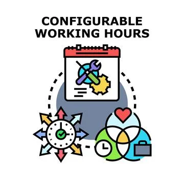 Configurable flexible working hours adjusting schedule for lifestyle Stock Illustration