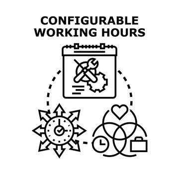 Configurable flexible working hours adjusting schedule for lifestyle Stock Illustration