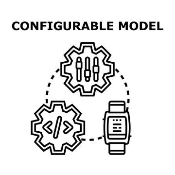 Configurable model developing software settings for wearable device Stock Illustration