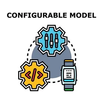 Configurable model developing software settings for wearable device Ilustración de archivo