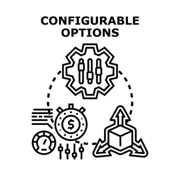 Configurable options creating custom settings and flexible features Stock Illustration