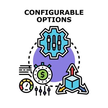 Configurable options creating custom settings and flexible features Stock Illustration