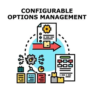 Configurable options management process and system flow Illustrazione stock
