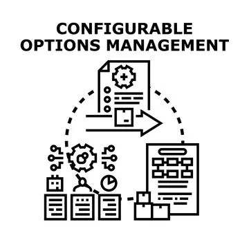 Configurable options management process and system flow Stock Illustration