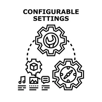 Configurable settings managing customizable digital options Stock Illustration