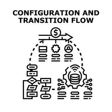 Configuration and transition flow diagram illustrating business process Stock Illustration