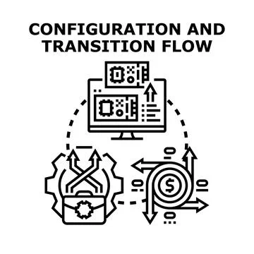 Configuration and transition flow process strategy system Stock Illustration