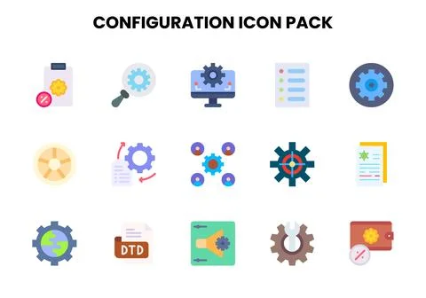 Configuration Flat Design Icons Pack Stock Illustration