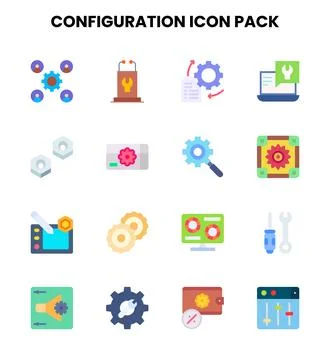 Configuration Flat Icons Pack Stock Illustration