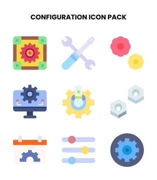 Configuration Flat UI Icons Pack Stock Illustration