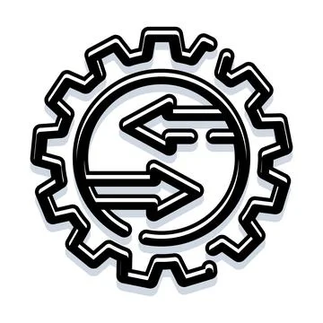 Configuration gear icon with data exchange arrows Stock Illustration