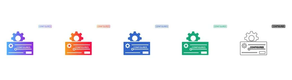 Configuration Gear Settings Icon Set Stock Illustration