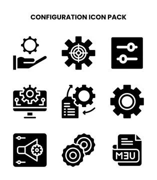 Configuration Glyph Graphics Icons Pack Stock Illustration