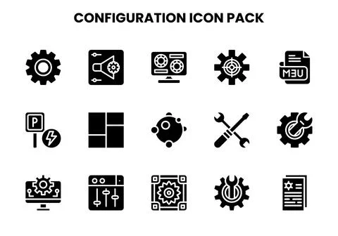 Configuration Glyph Set Icons Pack Stock Illustration