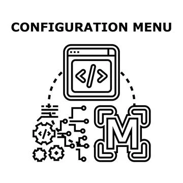 Configuration menu settings controlling programming development concept 스톡 일러스트