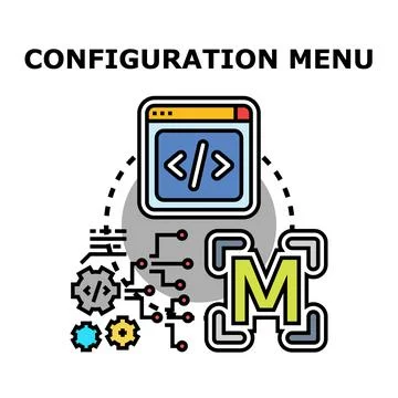 Configuration menu settings controlling programming development concept Stock Illustration