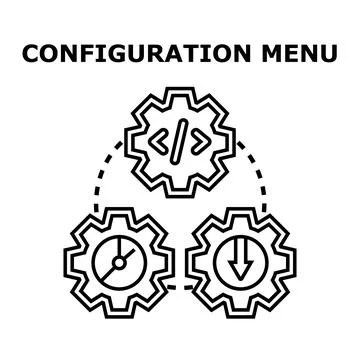 Configuration menu settings options managing digital interface Stock Illustration