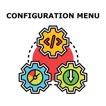 Configuration menu settings options managing digital interface 스톡 일러스트