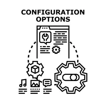 Configuration options managing application settings concept Stock Illustration