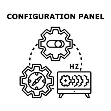 Configuration panel controlling settings and parameters illustration Illustrazione stock