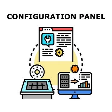 Configuration panel controlling system settings and data analysis イラスト素材