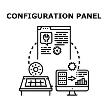 Configuration panel controlling system settings and data analysis Stock Illustration