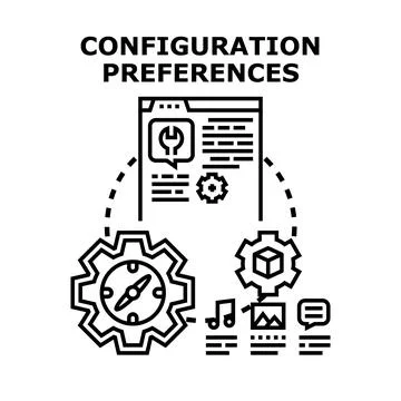 Configuration preferences web settings and data management concept Stockillustratie