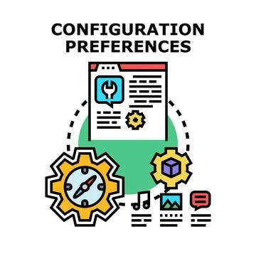Configuration preferences web settings and data management concept Stock Illustration