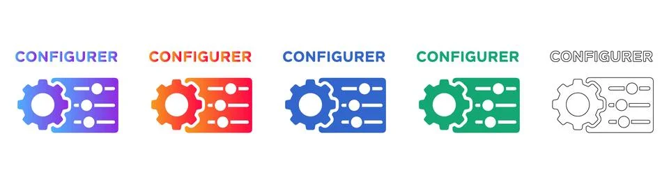 Configuration Settings Icon Set with Gear Stock Illustration