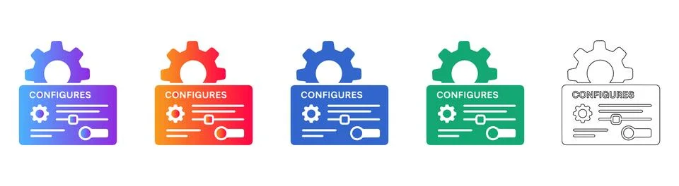 Configuration Settings Icon Set Stock Illustration