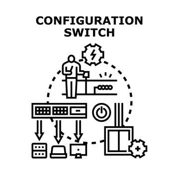 Configuration switch setting up it infrastructure connection Stock Illustration
