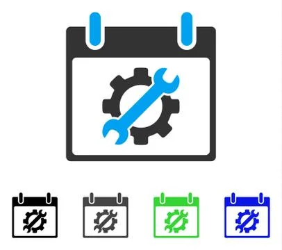 Configuration Tools Calendar Day Flat Icon Ilustração Stock