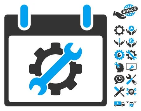 Configuration Tools Calendar Day Vector Icon With Bonus Illustrazione stock