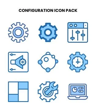 Configuration Two Colour Design Icons Pack Stock Illustration