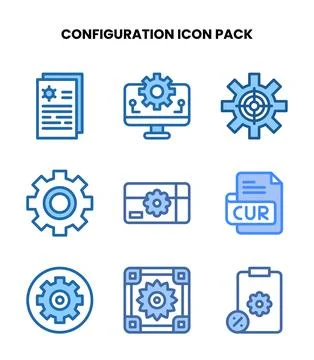Configuration Two Colour Vector Icons Pack Stock Illustration