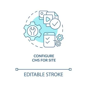 Configure CMS for site turquoise concept icon Stock Illustration