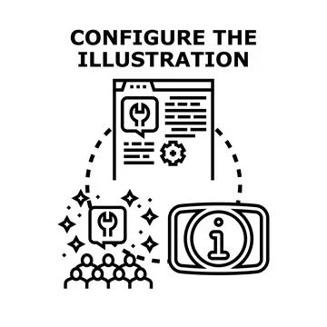 Configuring application settings and optimizing information Illustrazione stock