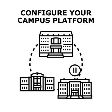 Configuring campus network platform interconnecting educational institutions Ilustración de archivo
