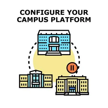 Configuring campus network platform interconnecting educational institutions Ilustración de archivo