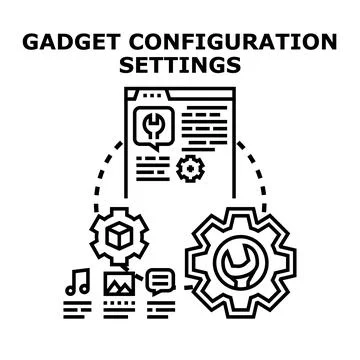 Configuring device settings and software applications Illustrazione stock
