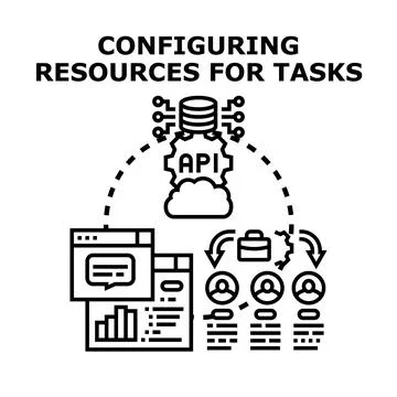 Configuring digital resources for efficient task management Stock Illustration