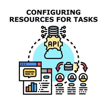 Configuring digital resources for efficient task management Illustrazione stock