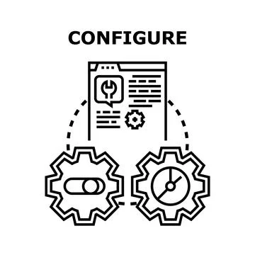 Configuring digital settings with gears and interface Ilustração Stock