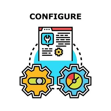 Configuring digital settings with gears and interface Stockillustratie